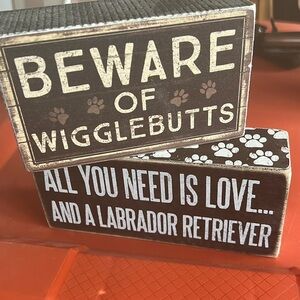 Set of two wooden block signs